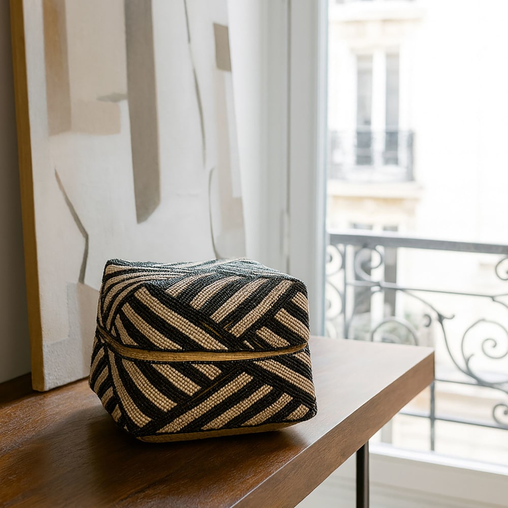Boite en bambou ornée de perles 20cm — vue 4