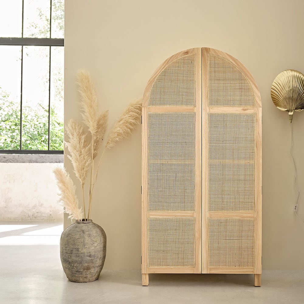 BERAH GETAH Armoire en mindi massif 190 cm style contemporain Beige Bois - 90x180x55cm
