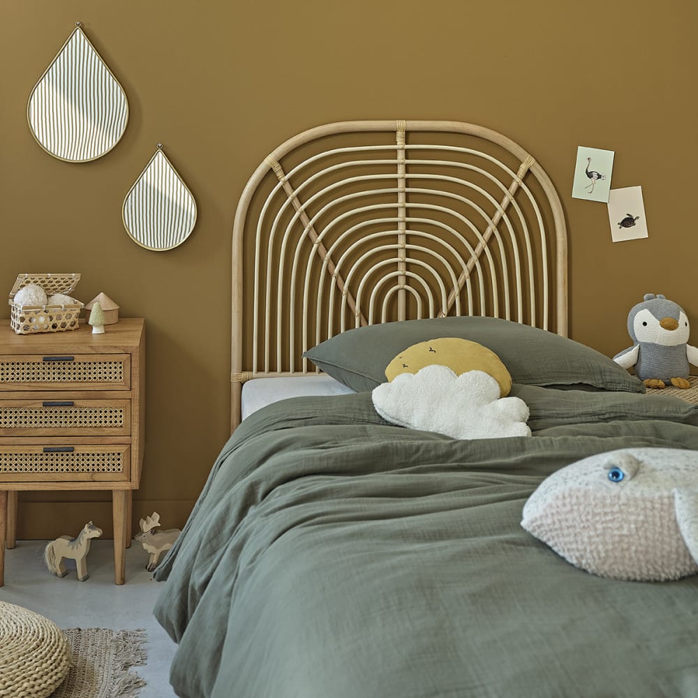BERAH GETAH Kopfteil aus Rattan 90 cm style exotic Beige Rattan