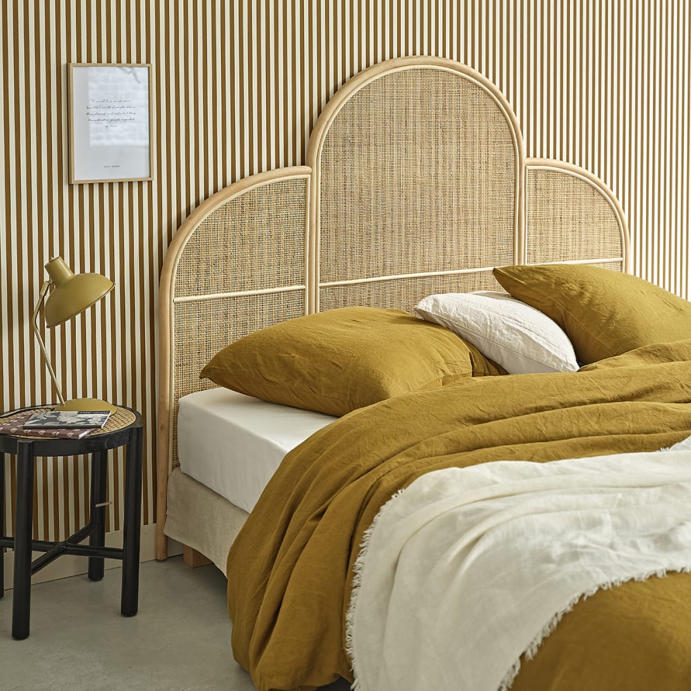 BERAH GETAH Kopfteil aus Rattan und Rohrgeflecht 160 cm style exotic Beige Rattan