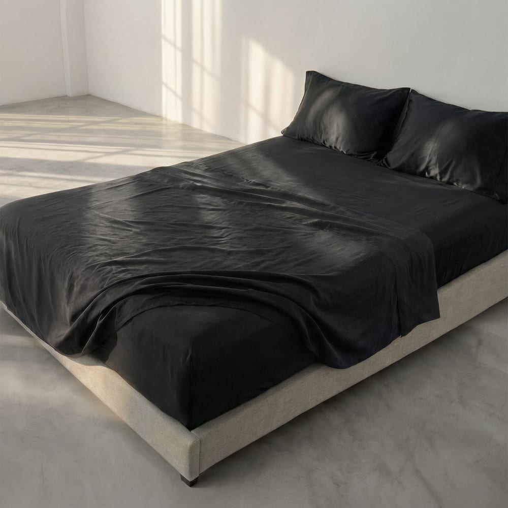 Bajera 100% algodón negro 160x200x32 cm (cama 150/160) - Maisons du Monde