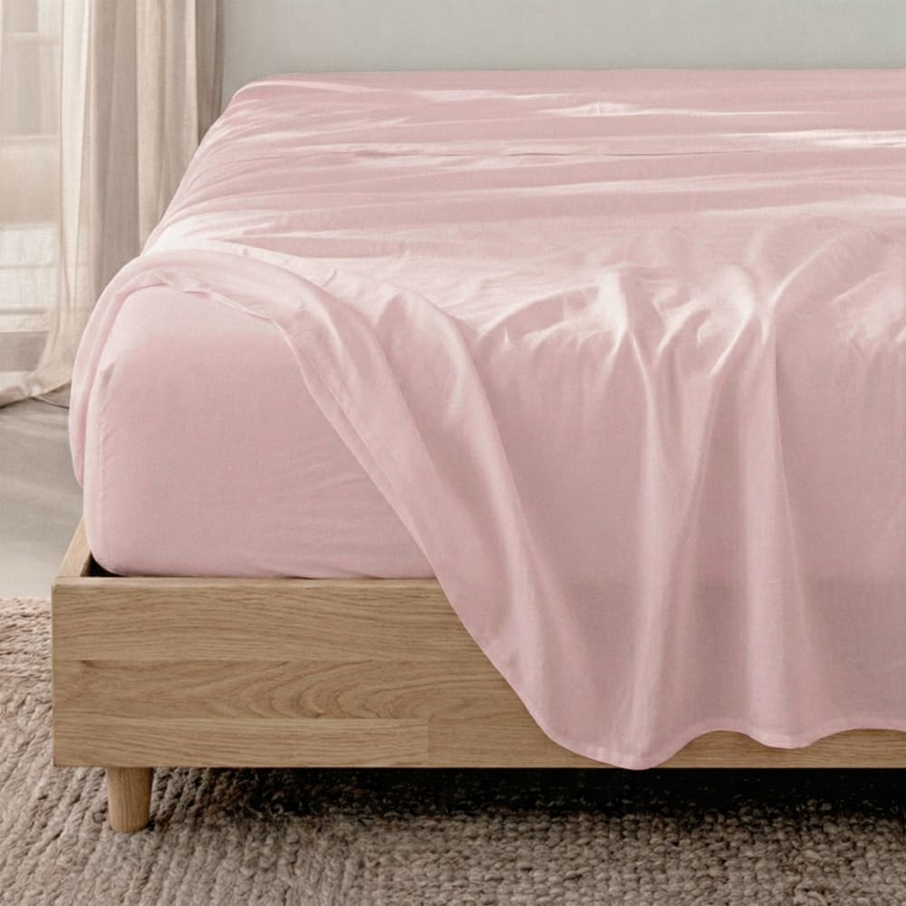 Drap-housse 100% Coton Rose pâle 160x200x32 cm — vue 4