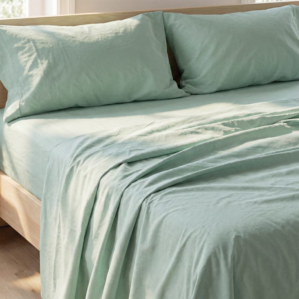 Drap-housse 100% Coton Menthe 160x200x32 cm — vue 4