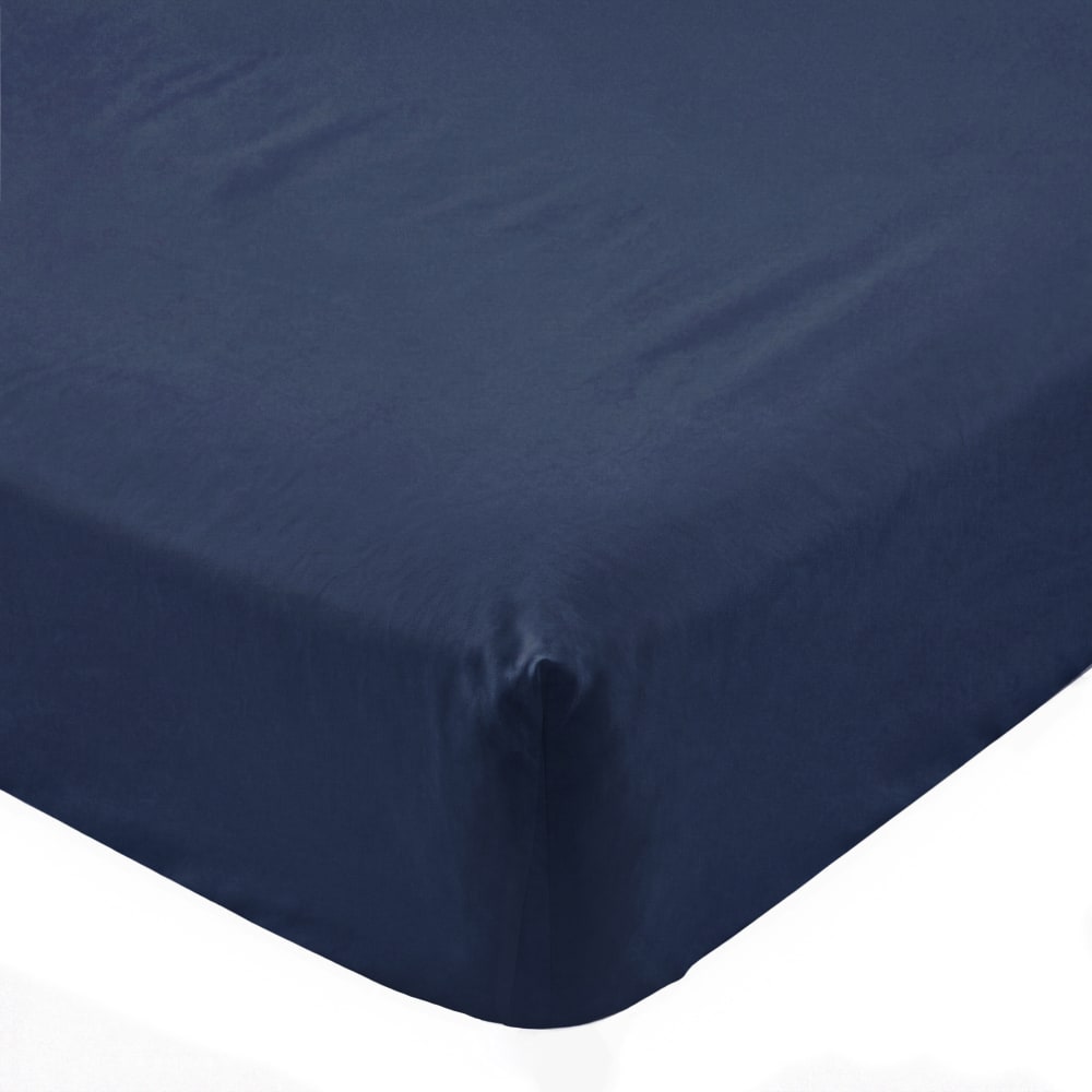 Drap-housse 100% Coton Bleu marine 140x200x32 cm