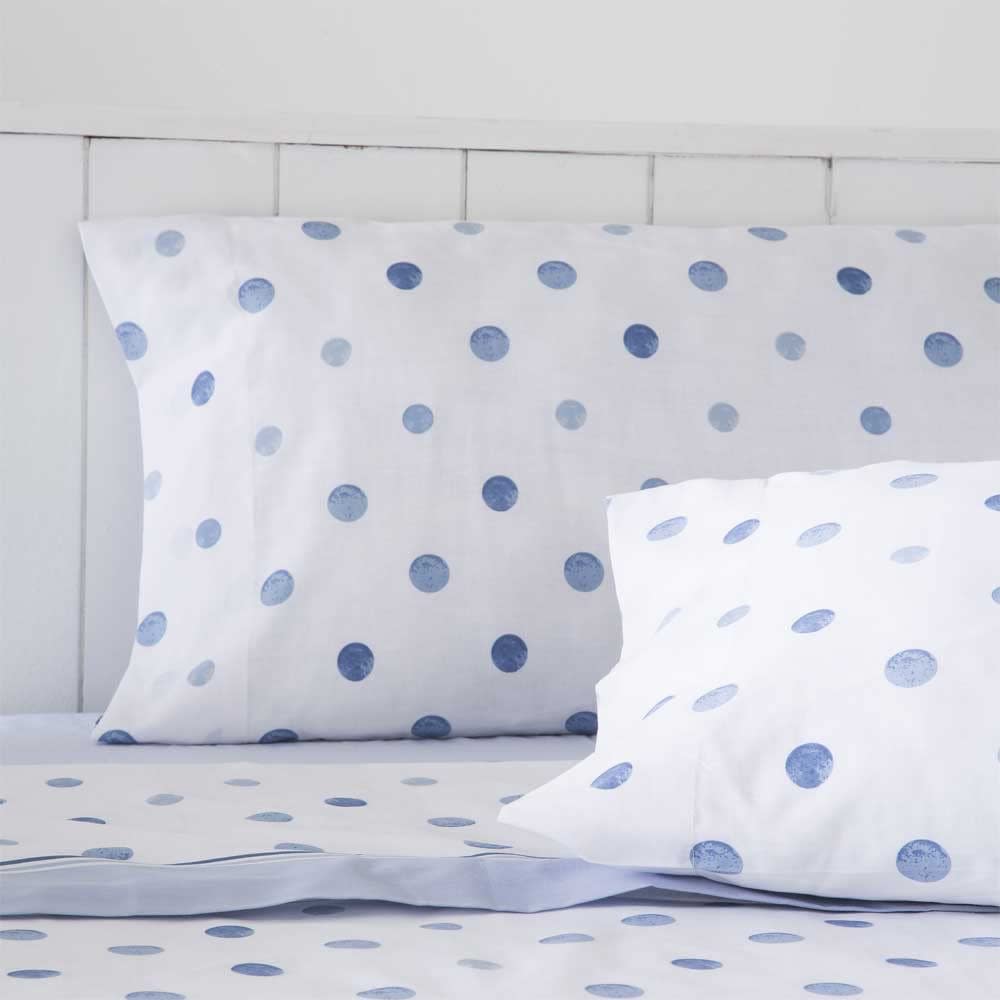 Juego de sábanas poliéster algodón  azul 270x260 Cama 180 - Maisons du Monde