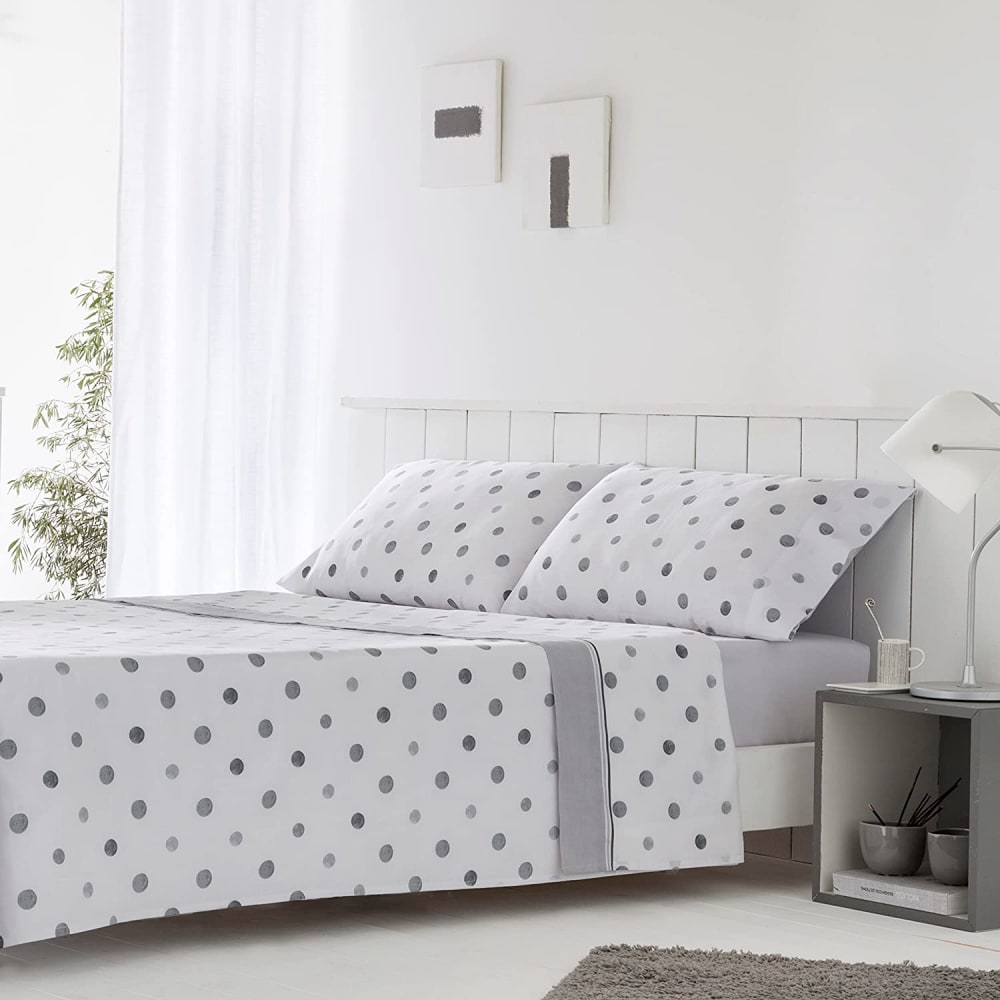 Juego de sábanas poliéster algodón gris 240x260 Cama 150