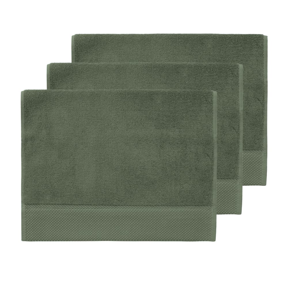 3 grandes serviettes invité 560 g/m² Eucalyptus 40x60 cm