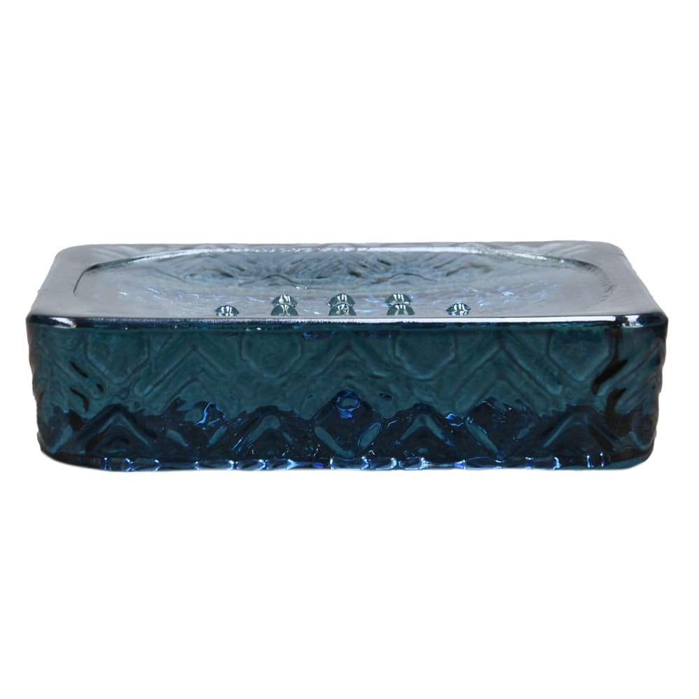 Pportesavon en verre recyclé indigo 12x9x3 cm - Maisons du Monde