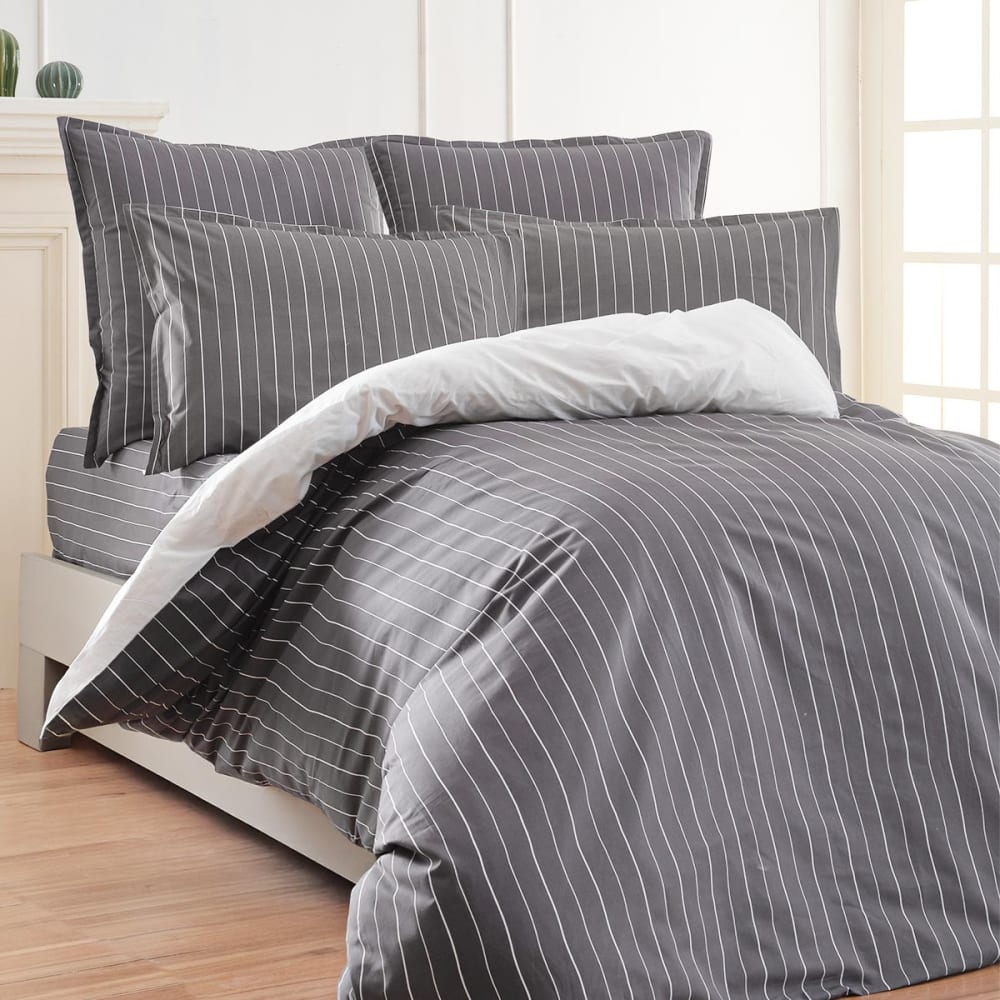 Parure de lit percale avec 2 taies 65x65 cm Anthracite 240x220 cm