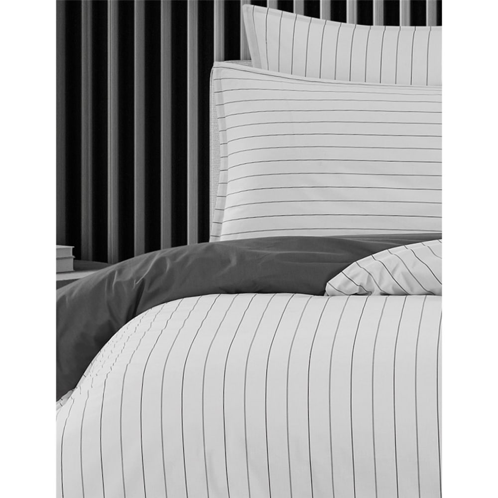Parure de lit percale avec 2 taies 65x65 cm blanc 200x200 cm — vue 3