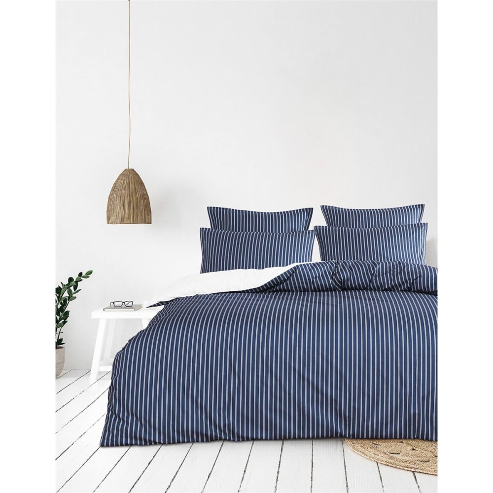 Parure de lit percale avec 2 taies 65x65 cm Indigo 260x240 cm