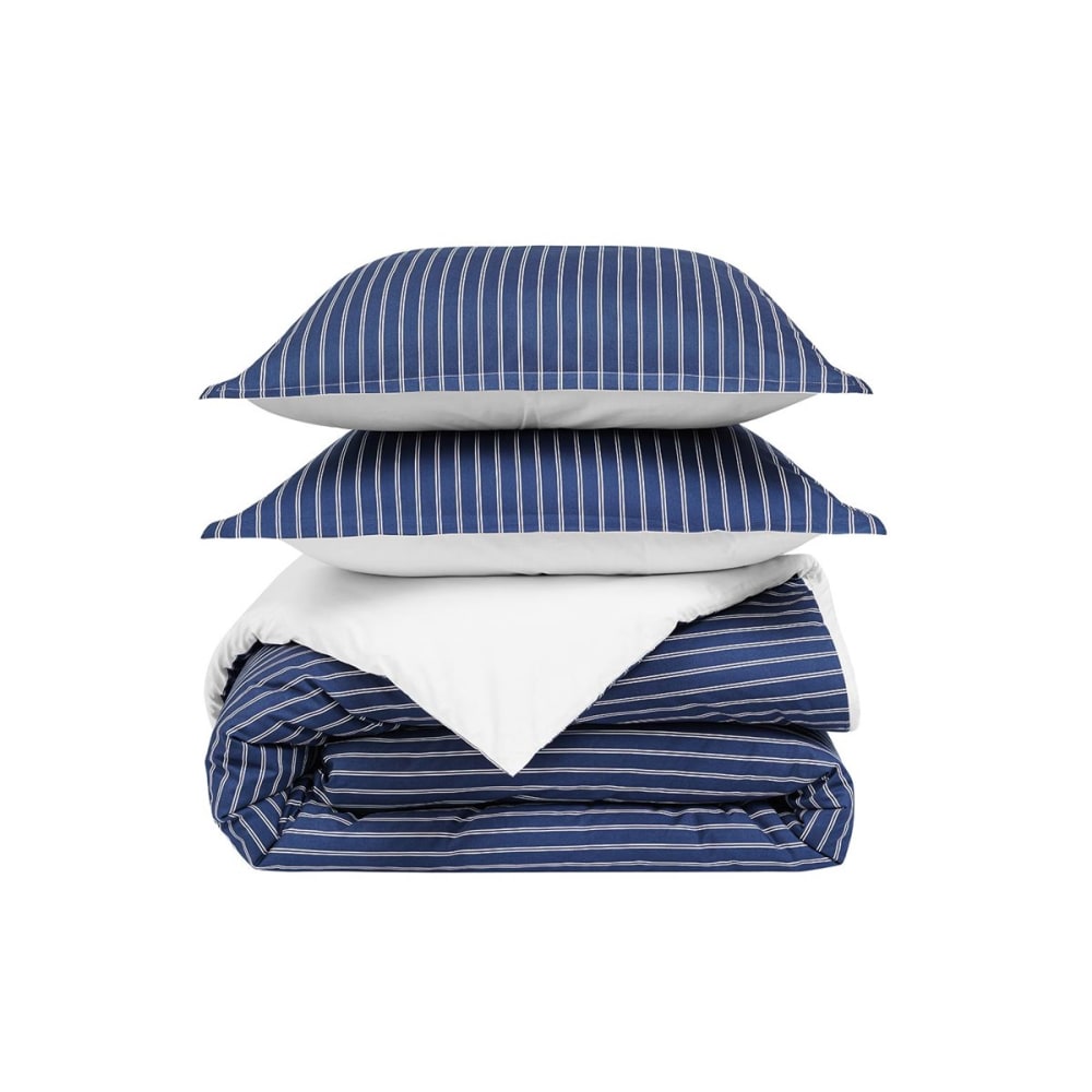 Parure de lit percale avec 2 taies 65x65 cm indigo 260x240 cm — vue 4