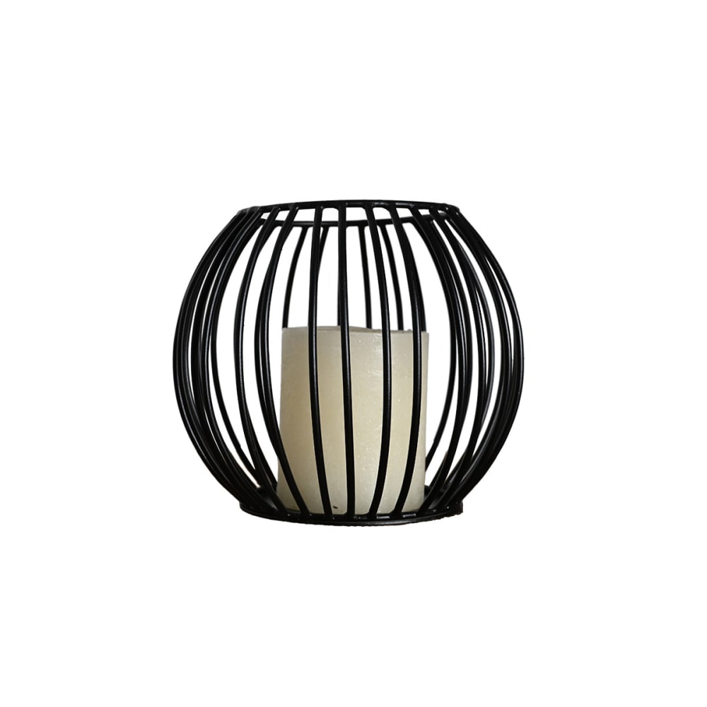 Sensei Maison Pphotophore métal rond 16x14 cm style contemporain Noir