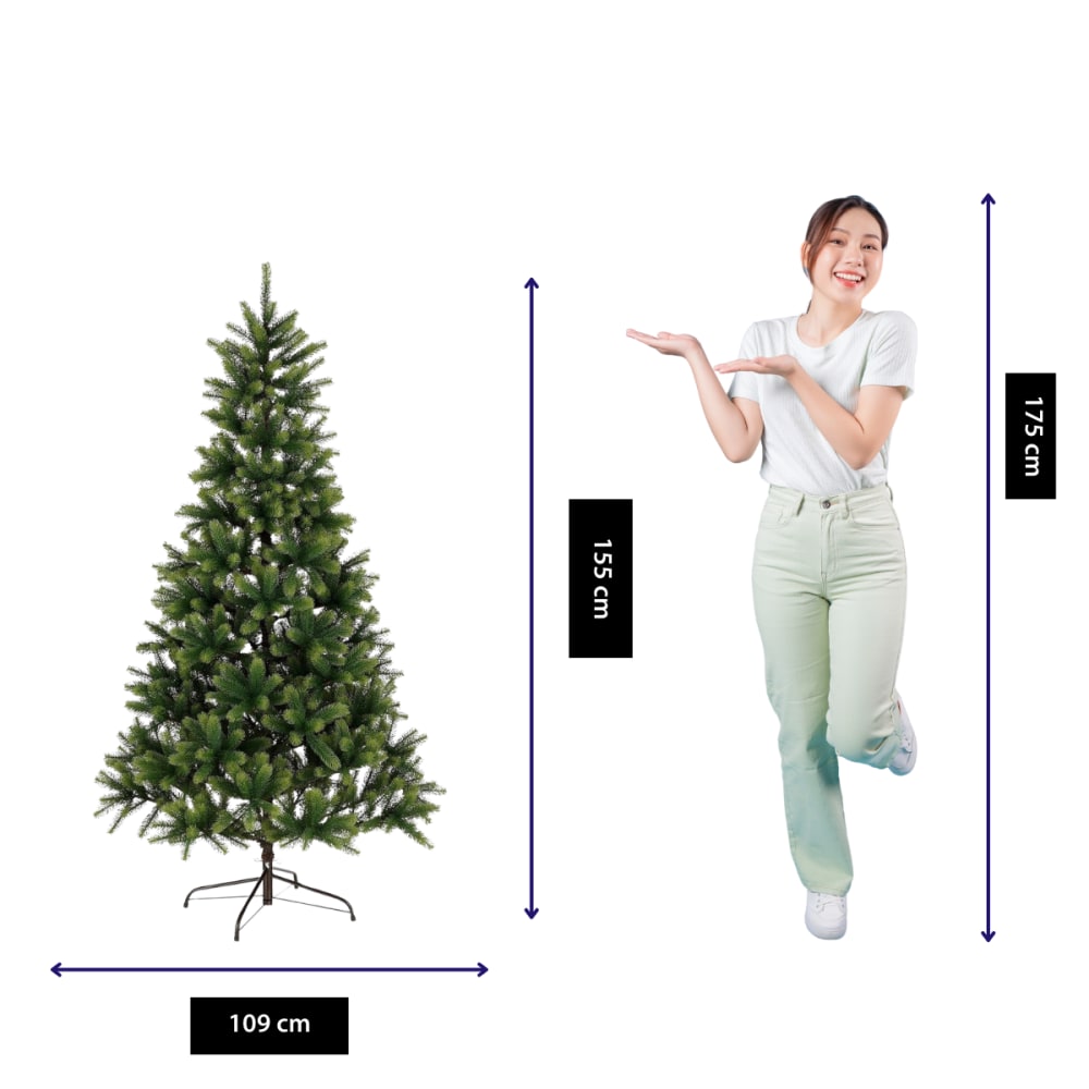Albero di natale artificiale vancouver verde  h155xb109xl109cm -