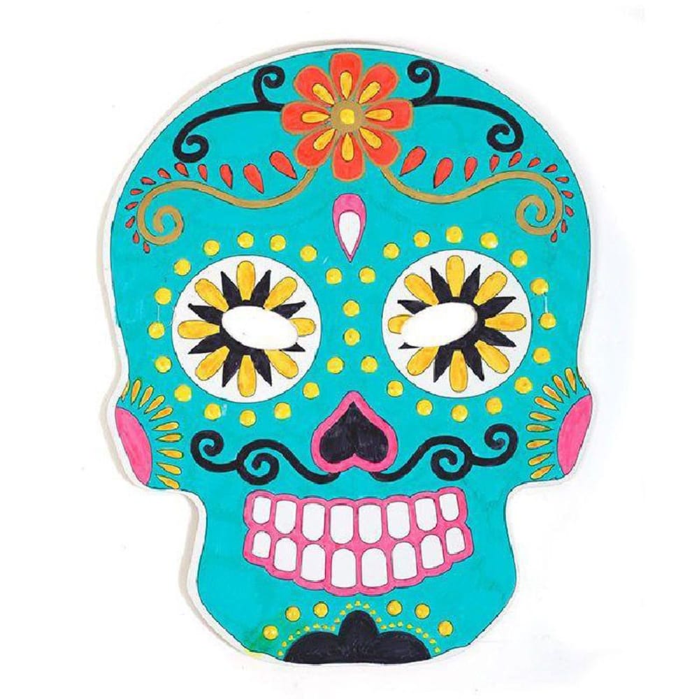 6 masques plats en carton à colorier - Calavera mexicaine - Maisons du Monde
