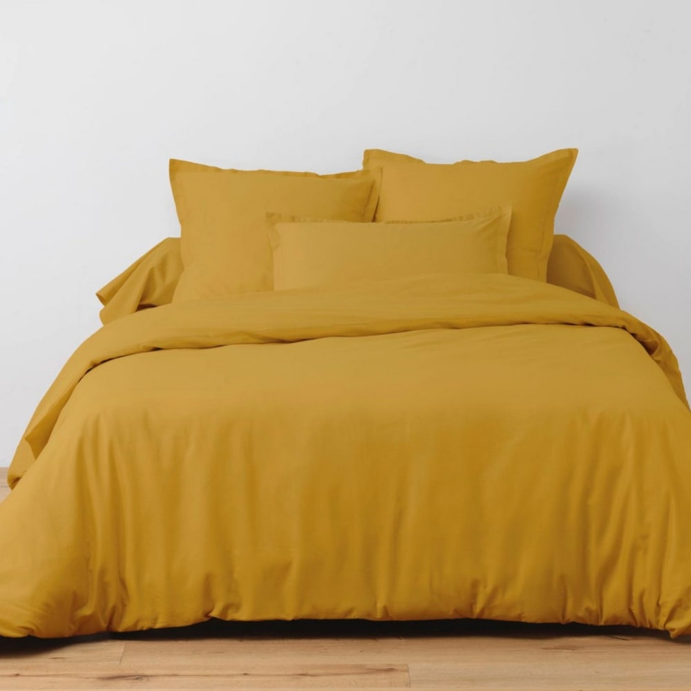 Drap housse coton jaune 160x200 bonnet 30 cm - Maisons du Monde