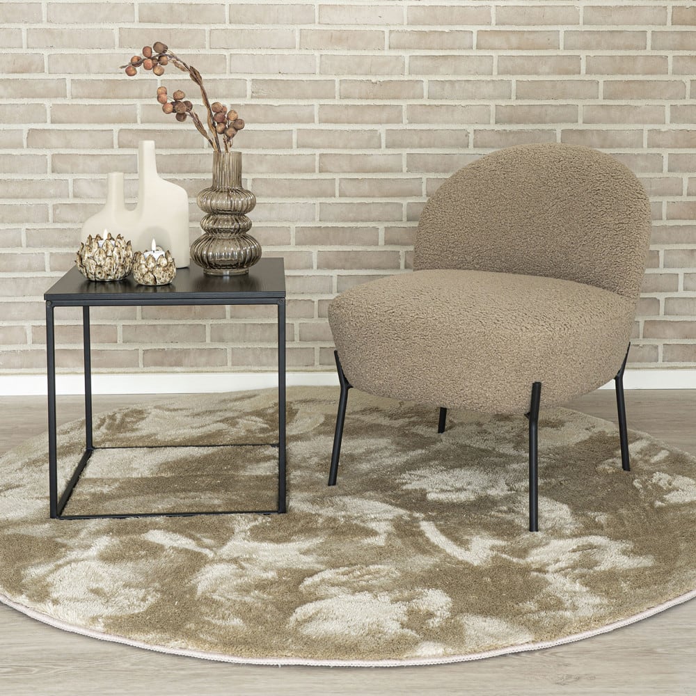 Fauteuil en tissu bouclette et métal - Sable