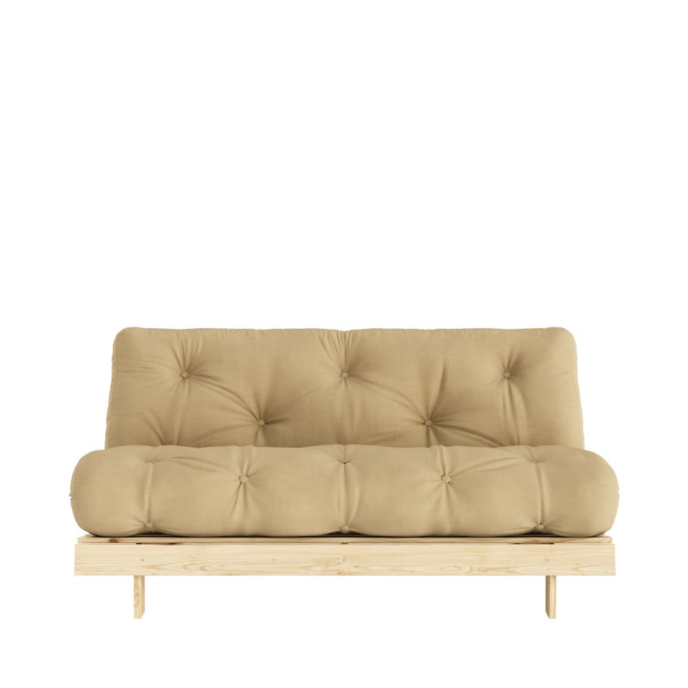 Canapé convertible en bois et tissu 2 places - Blé