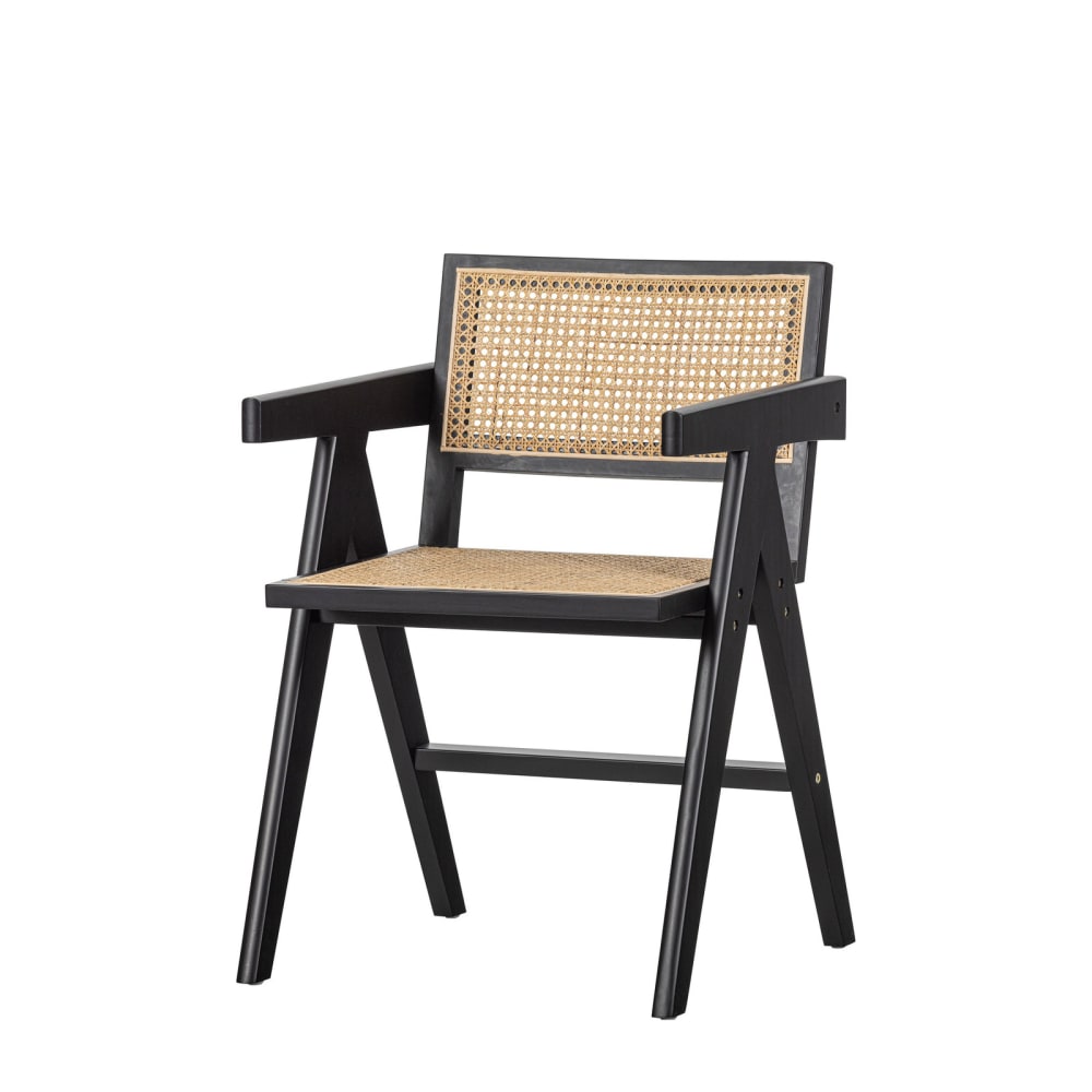 WOOOD Stuhl aus Rattan und Holz, schwarz style modern - Rattan