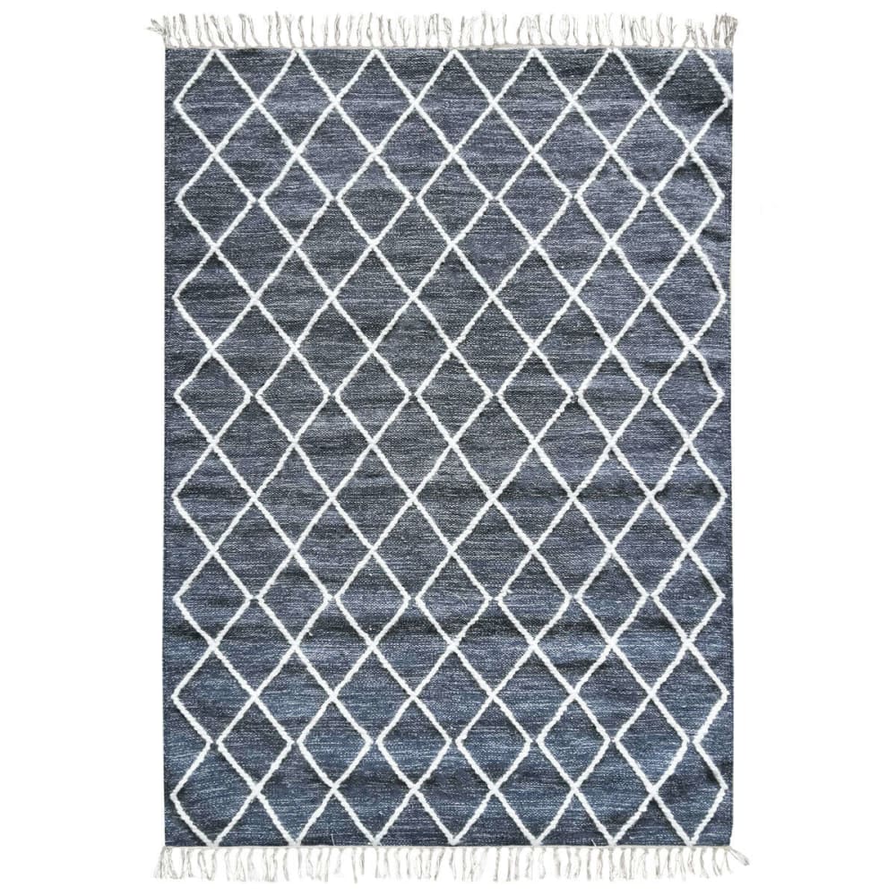 Tapis coton croisillons en laine gris foncé 120x170