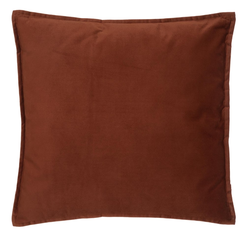 Coussin déhoussable en velours polyester/velours terracotta 45x45 cm