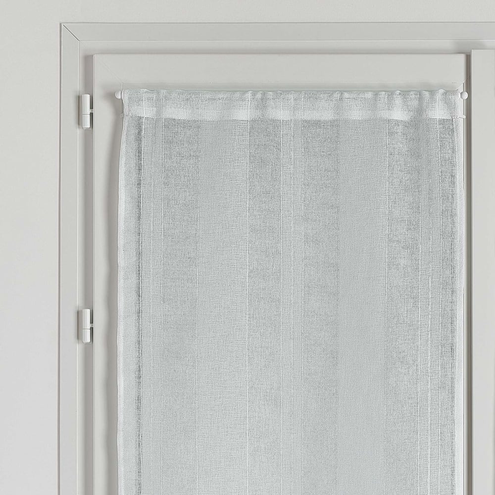 Paire de petits voilages unis à rayures fantaisie polyester blanc - Maisons du Monde
