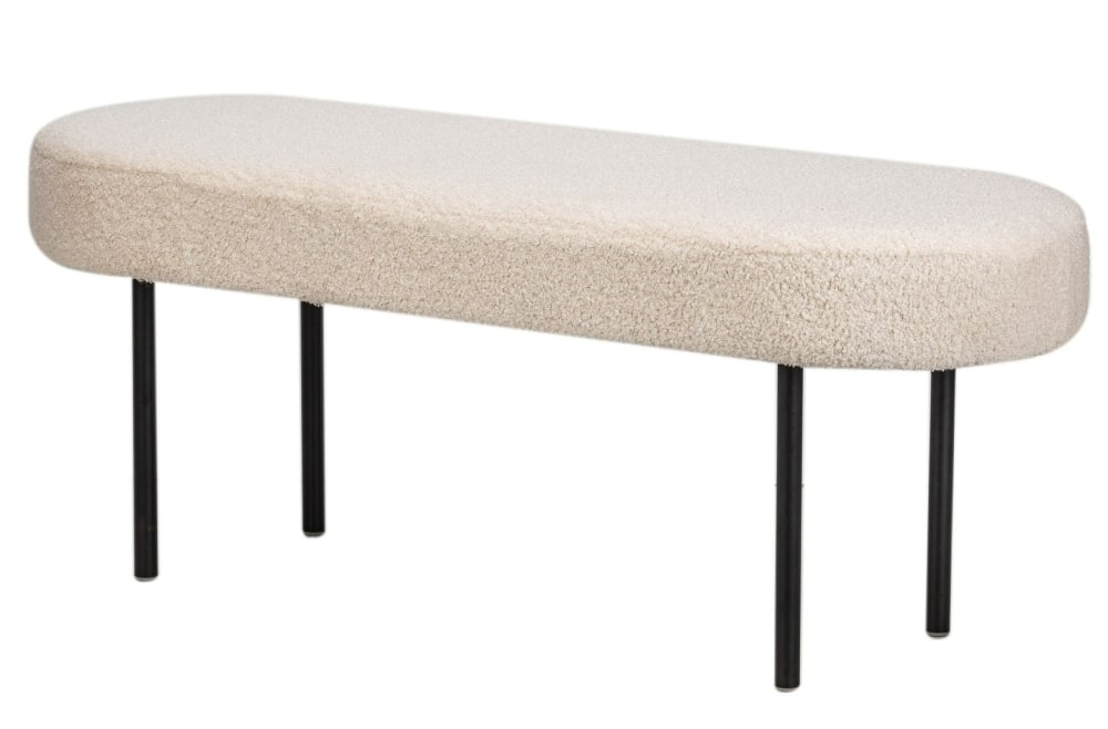 Panca stile scandinave in acciaio e lana blanca - Nordlys