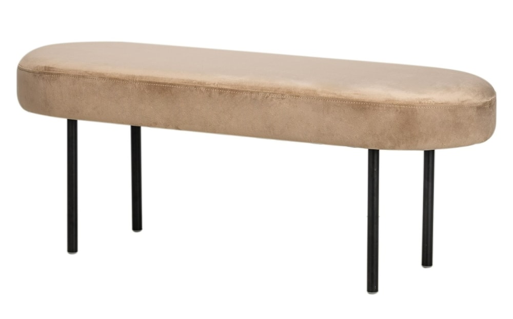 Panca stile scandinave in acciaio e velluto beige - Nordlys