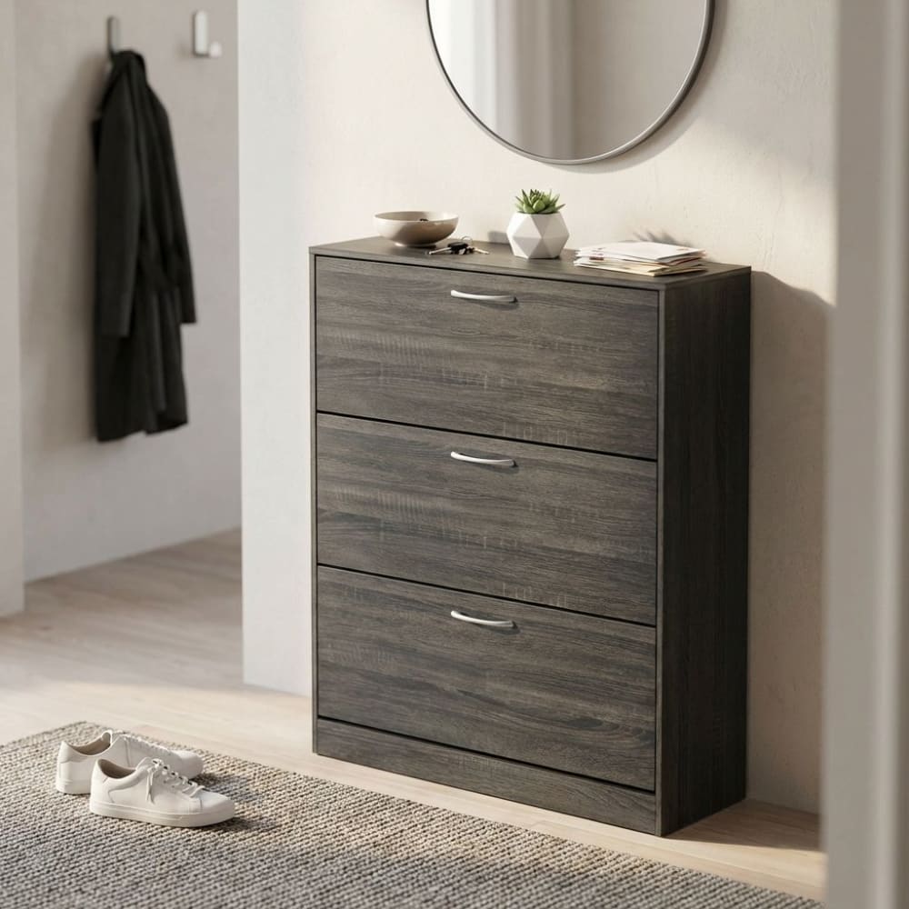 Scarpiera con 4 ante grigio scuro - Milani Home