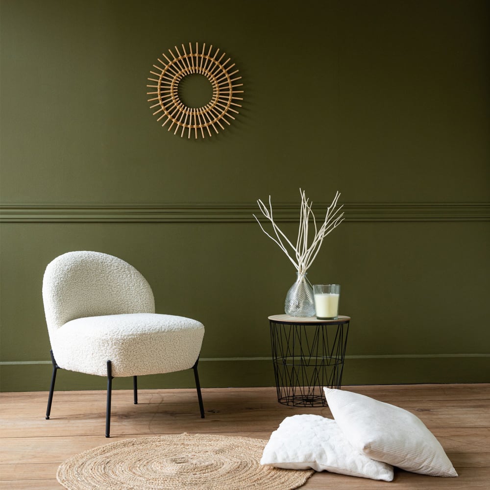 Fauteuil en tissu bouclette beige