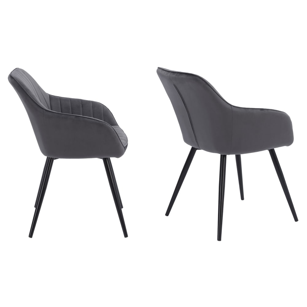 2er Set Stühle im Vintage-Stil aus grauem Samt - Maisons Du Monde