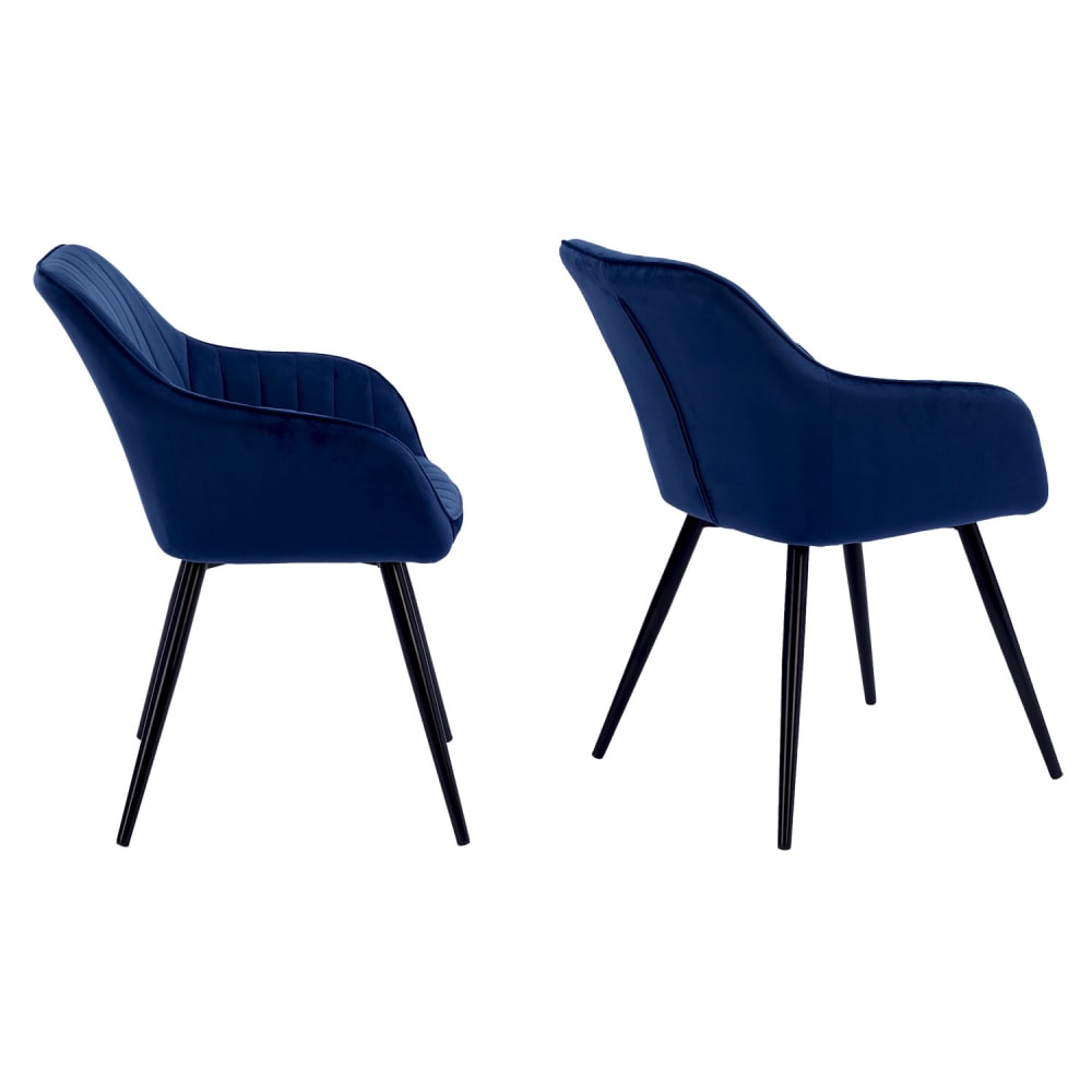 2er Set Stühle im Vintage-Stil aus blauem Samt - Maisons Du Monde