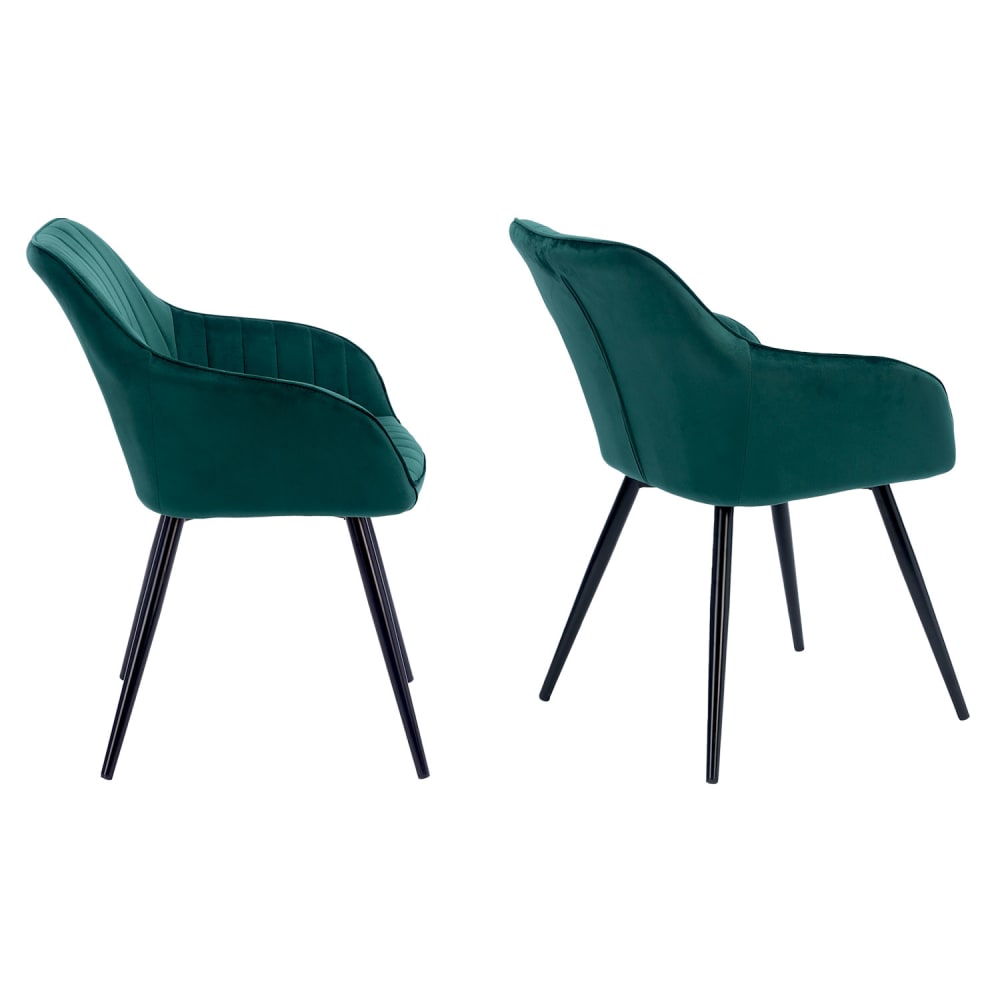 2er Set Stühle im Vintage-Stil aus grünem Samt - Maisons Du Monde