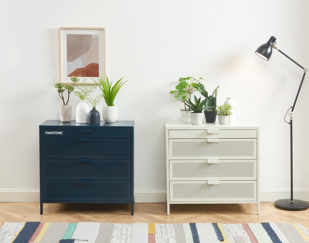 Commode 4 tiroirs métal beige sable 80cm