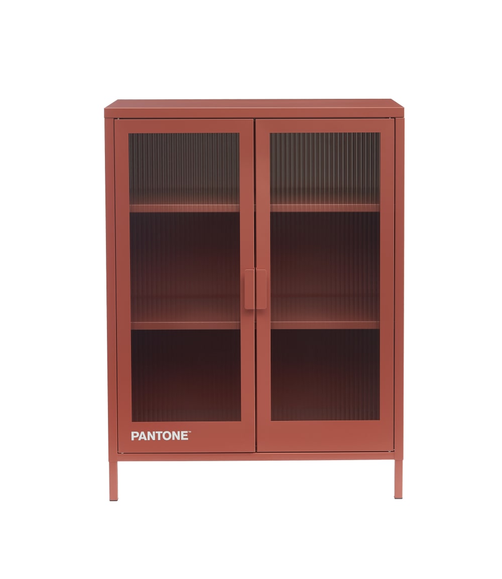 Buffet terracotta portes en verre cannelé 75cm