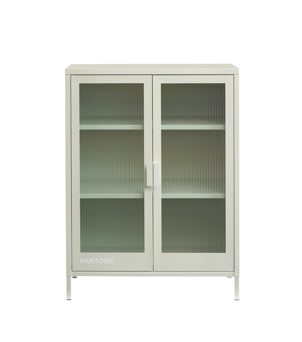 Buffet beige sable portes en verre cannelé 75cm