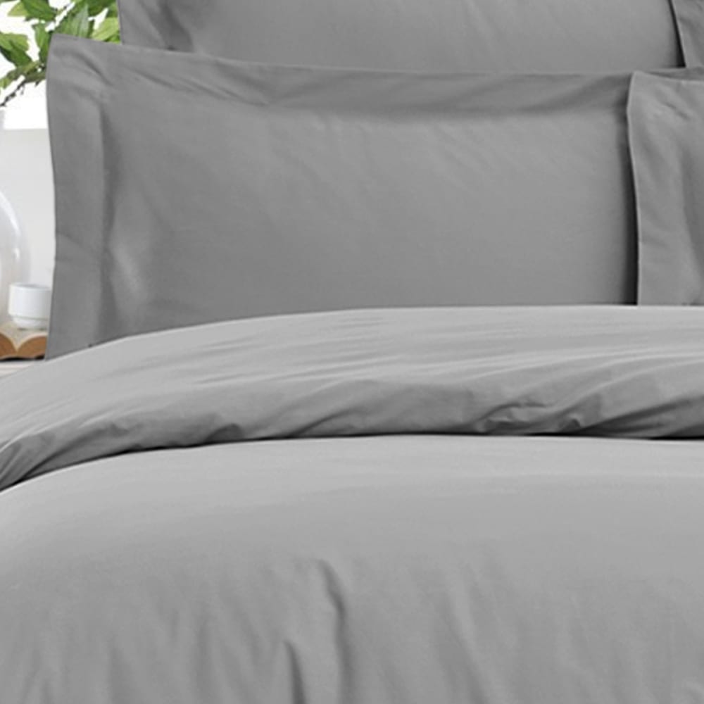 Drap housse uni en satin de coton gris acier 140x200 cm — vue 3