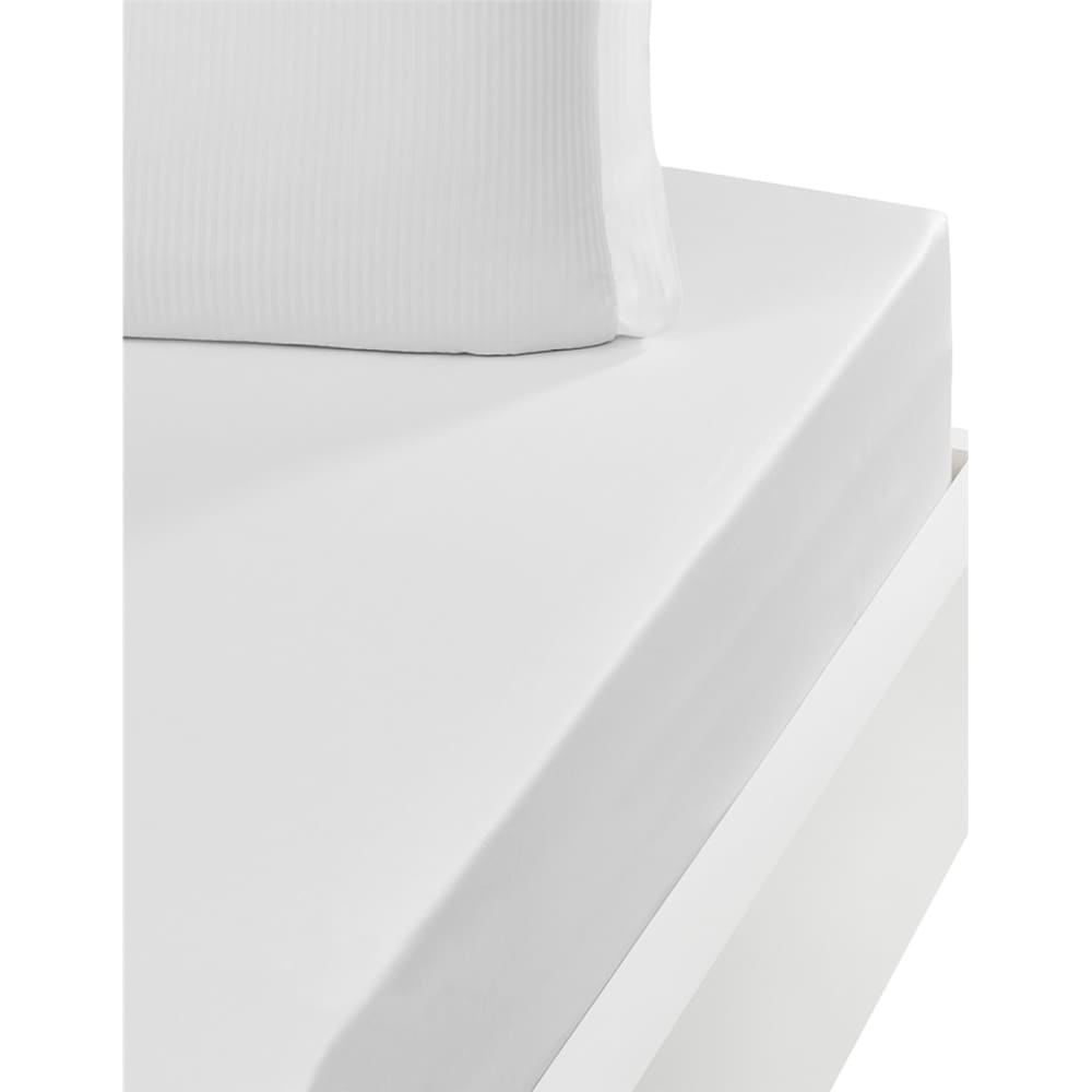 Drap housse satin de coton bonnet 40 cm Blanc 160x200 cm