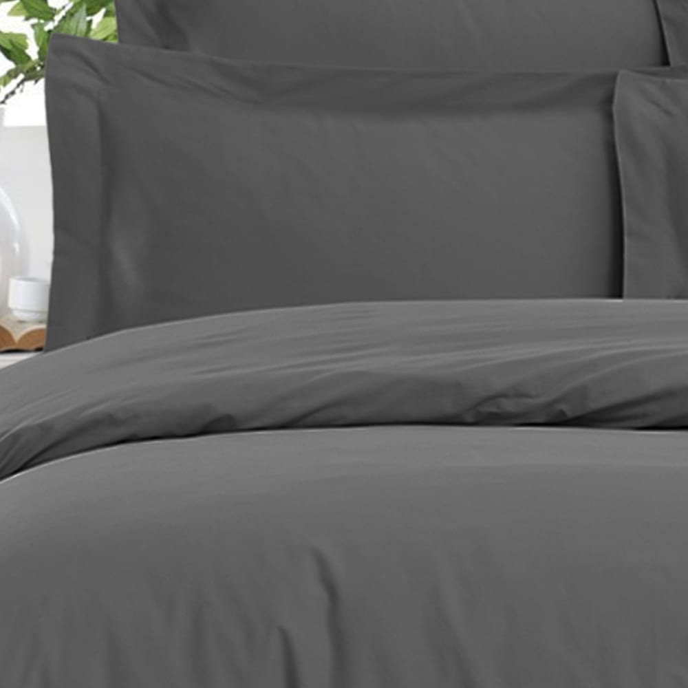 Drap housse uni en satin de coton anthracite 200x200 cm — vue 3