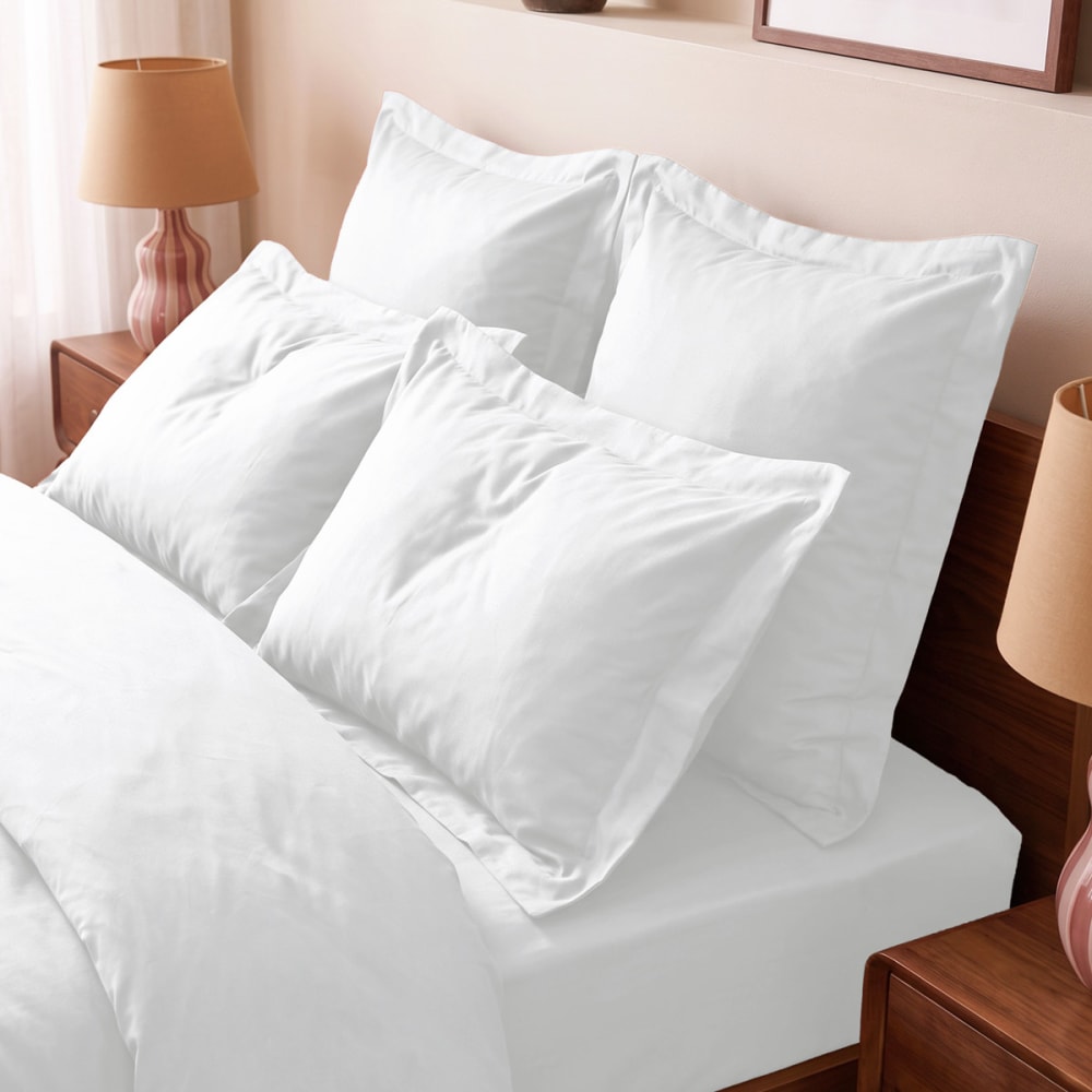 Drap housse uni en satin de coton blanc 80x200 cm - Maisons du Monde