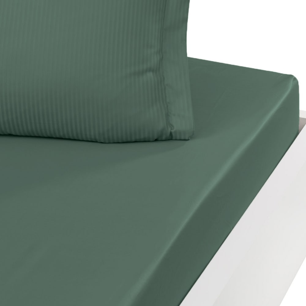 Drap housse uni en satin de coton Eucalyptus 90x190 cm