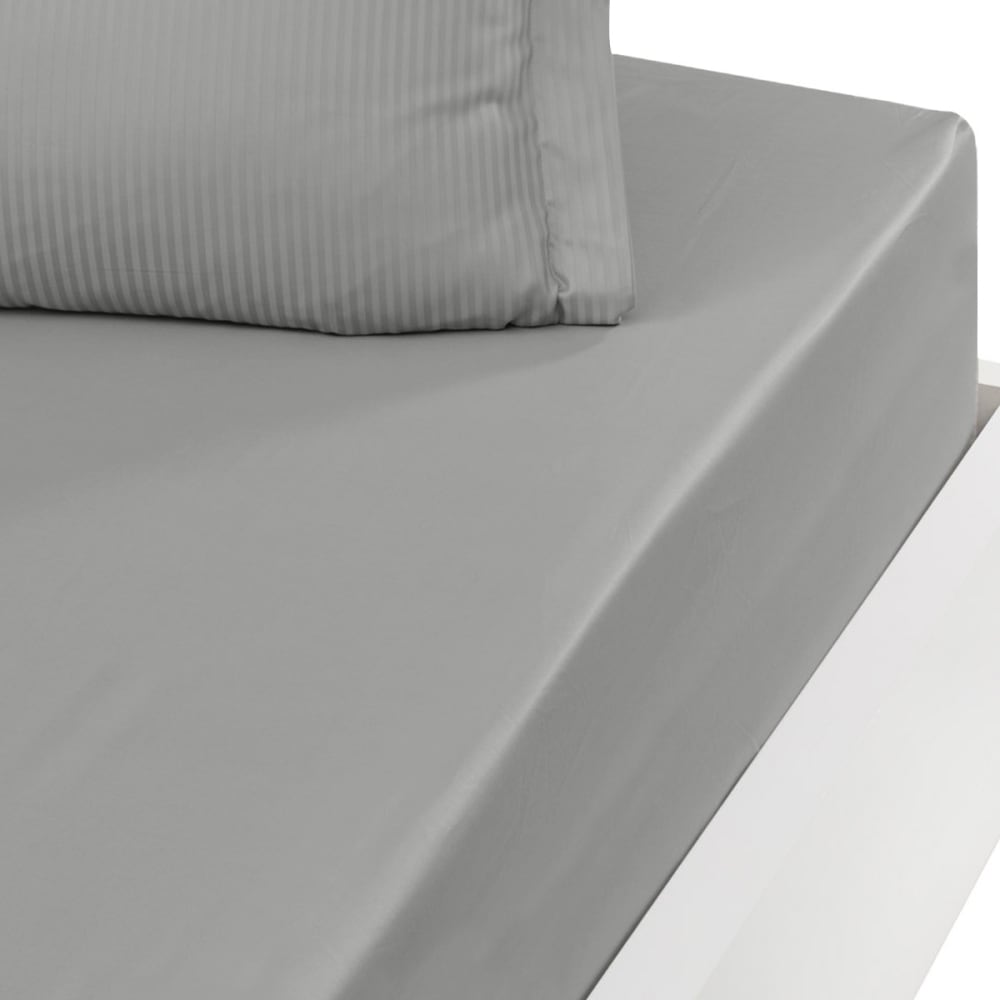 Sensei Maison Drap housse satin de coton bonnet 40 cm gris acier 180x200 cm style classique chic Certifié Oeko-Tex