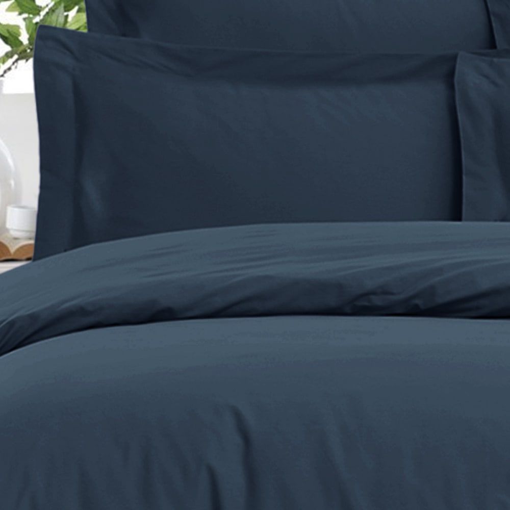 Drap housse satin de coton bonnet 40 cm marine 180x200 cm — vue 3