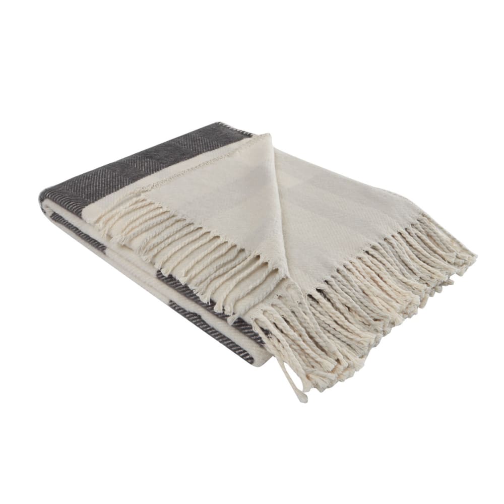 Plaid à franges chaud anthracite 130x170 cm - Maisons du Monde