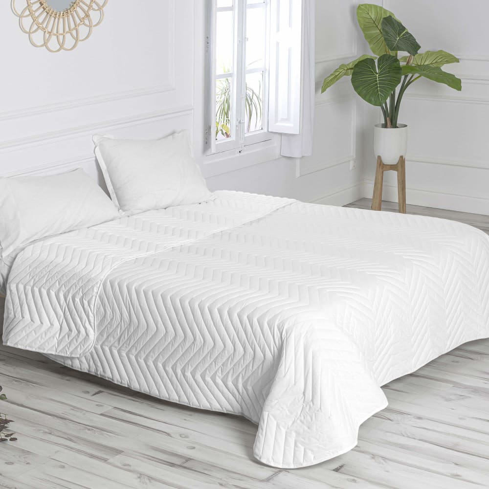 Colcha 100% algodón blanco 180x260 cm (cama 80/90) - Maisons du Monde