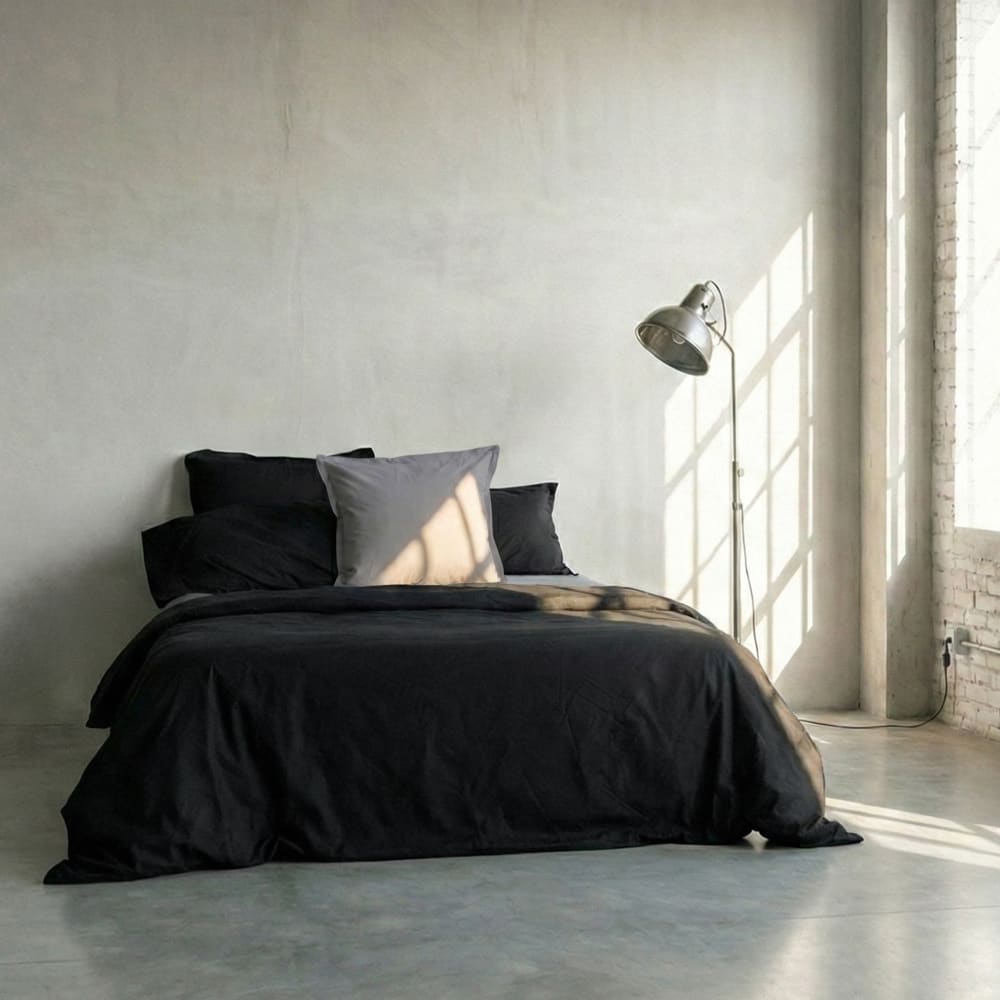 Housse de couette 100% Coton Noir 200x200 cm