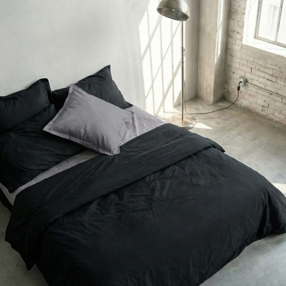 Funda nórdica 100% algodón negro 200x200 cm (cama 120) - Maisons du Monde