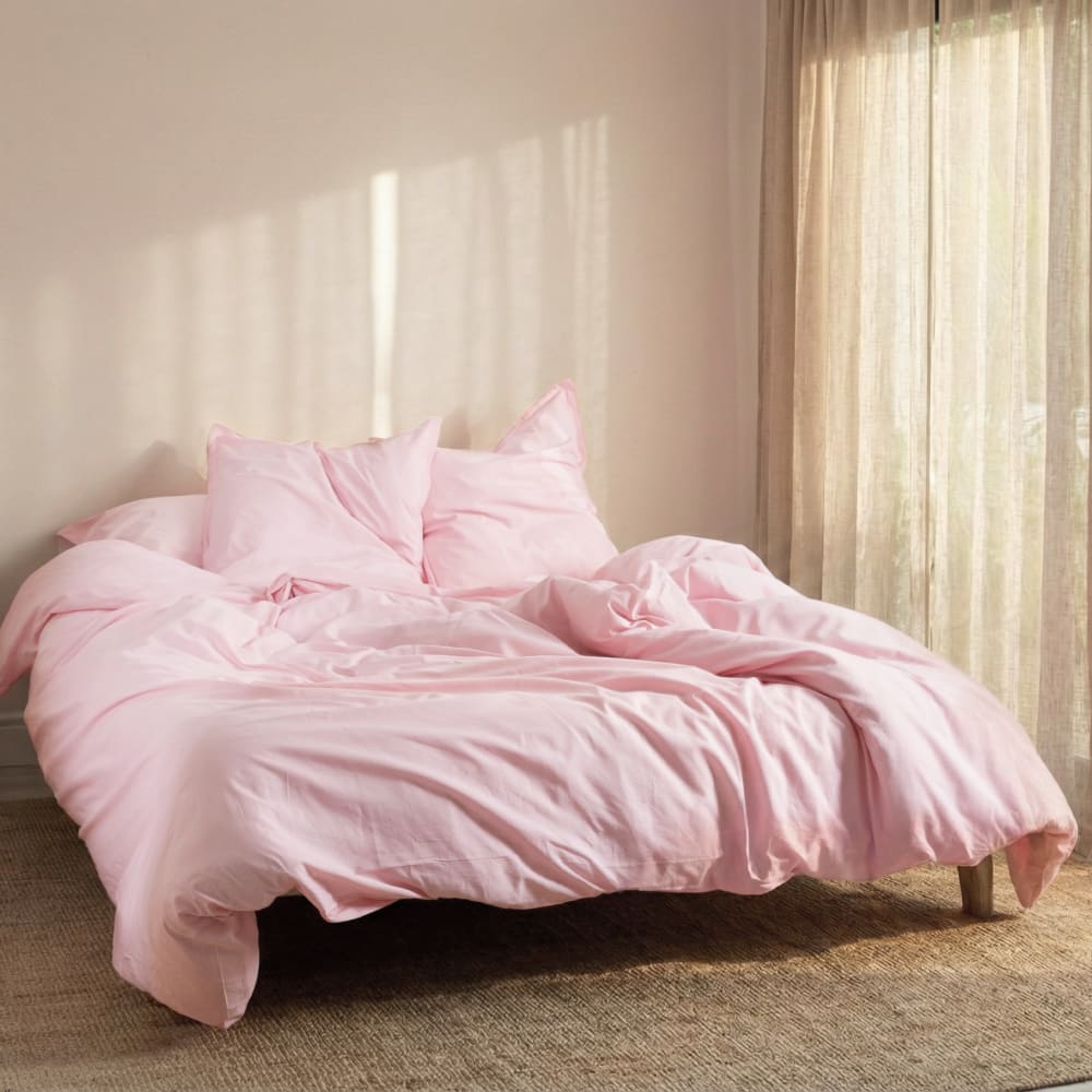 Housse de couette 100% Coton Rose pâle 260x240 cm