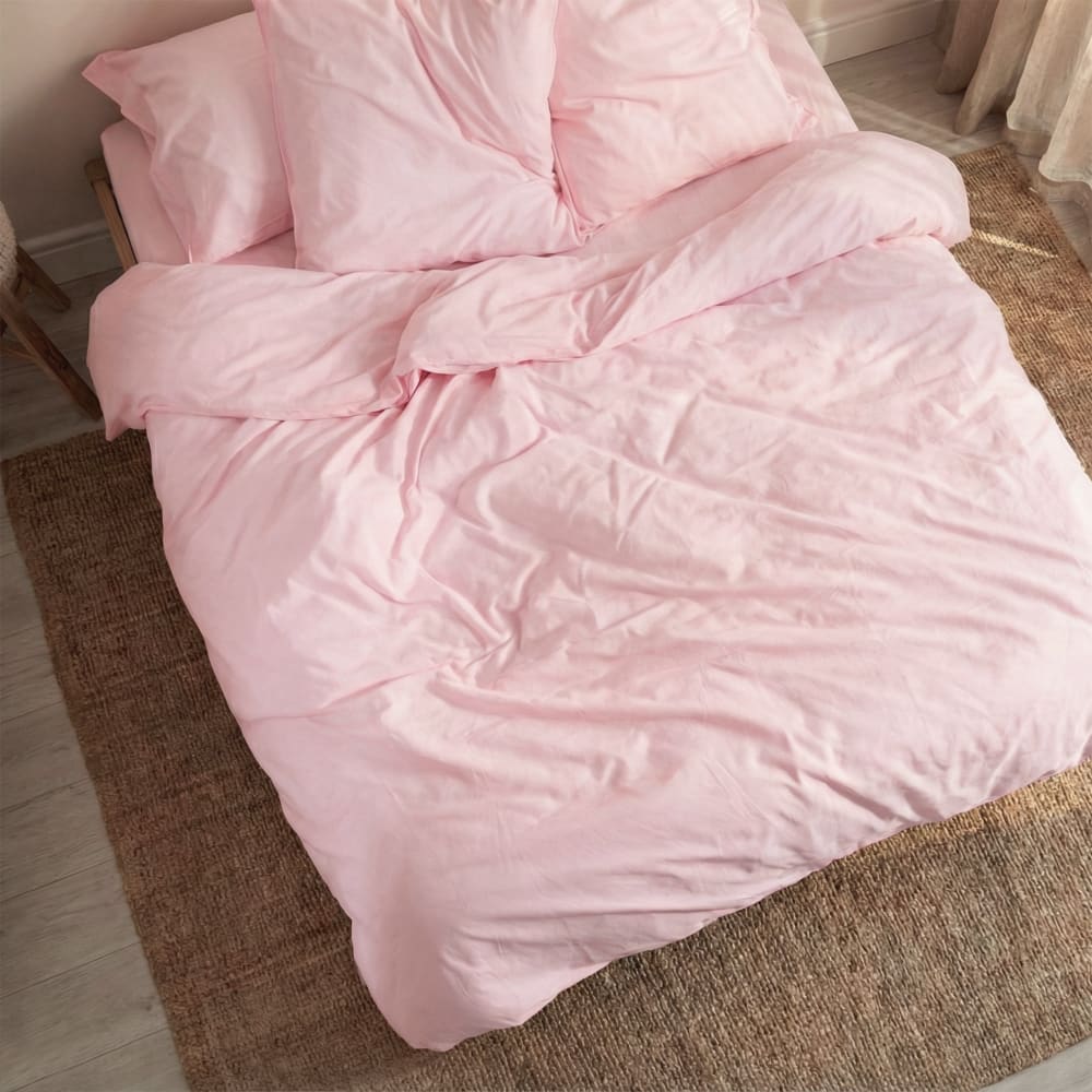Housse de couette 100% Coton Rose pâle 200x200 cm — vue 3
