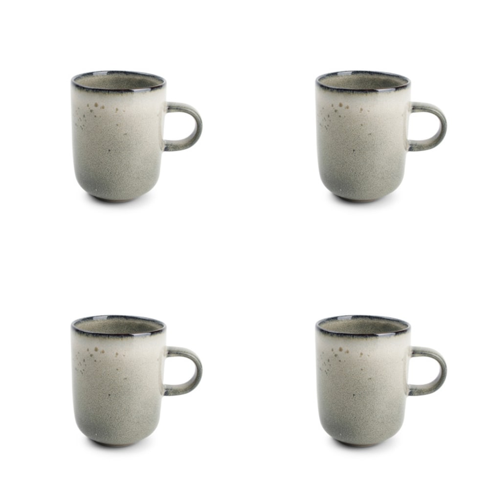 Lot de 4 tasses vert en grès 33cl